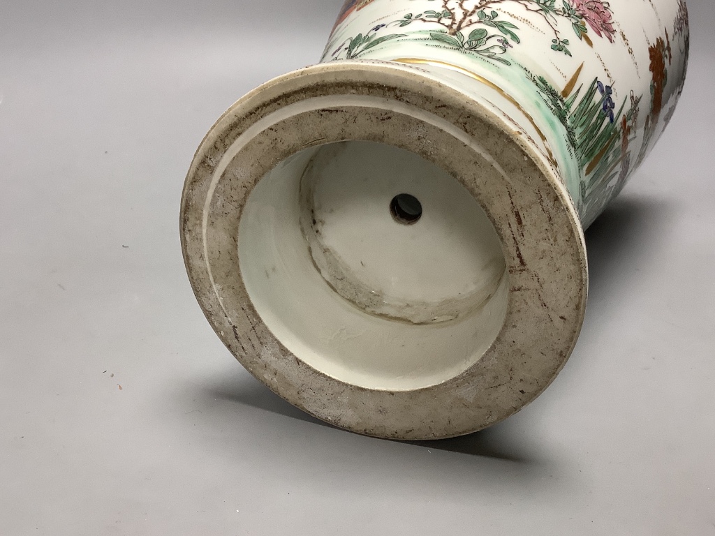 A Japanese porcelain vase, decorated with birds and flowers, Meiji period, height 37cm